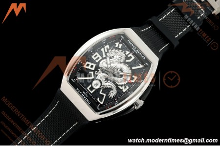 Franck Muller - Vanguard Yachting V45 Silver Dragon King Blk/Num Black Nylon Strap ABF A2824