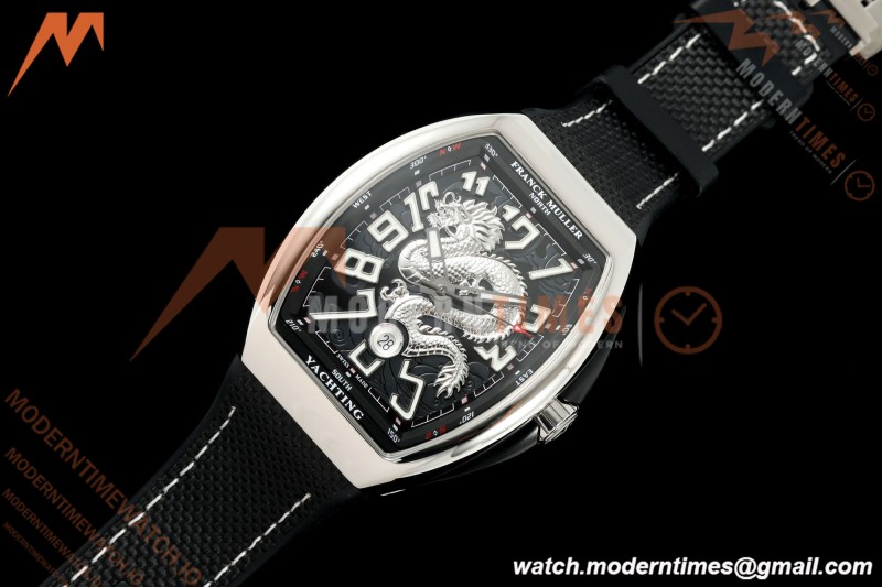 Franck Muller - Vanguard Yachting V45 Silver Dragon King Blk/Num Black Nylon Strap ABF A2824