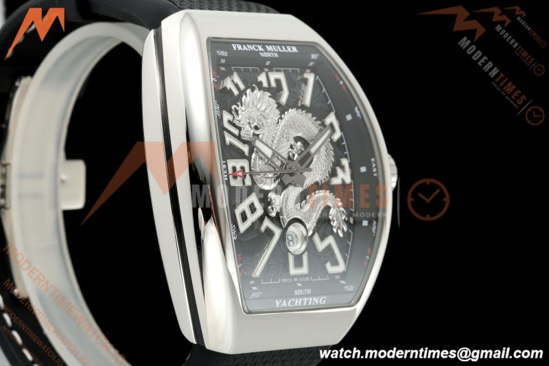 Franck Muller - Vanguard Yachting V45 Silver Dragon King Blk/Num Black Nylon Strap ABF A2824