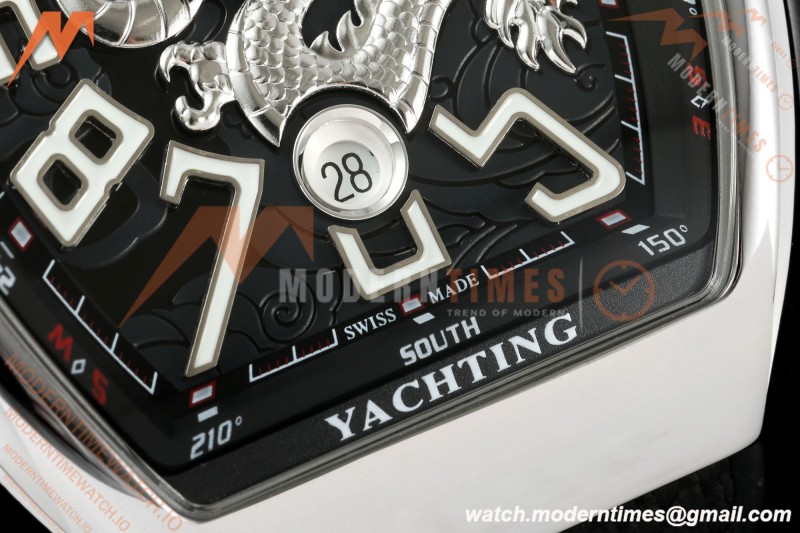 Franck Muller - Vanguard Yachting V45 Silver Dragon King Blk/Num Black Nylon Strap ABF A2824