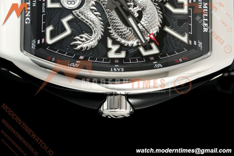 Franck Muller - Vanguard Yachting V45 Silver Dragon King Blk/Num Black Nylon Strap ABF A2824