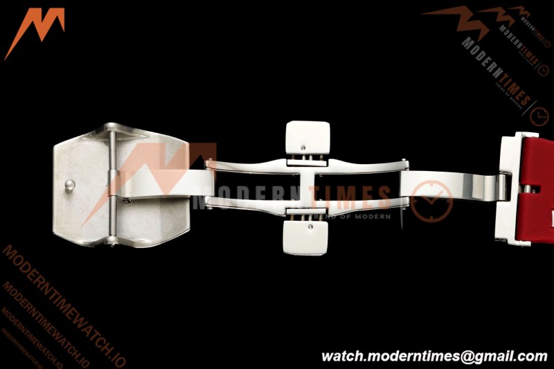 Franck Muller - Vanguard Yachting V45 Silver Dragon King Red/Num Red Leather Strap ABF A2824
