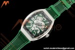Franck Muller - Vanguard Yachting V45 Silver Dragon King Grn/Num Green Leather Strap ABF A2824