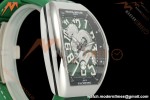 Franck Muller - Vanguard Yachting V45 Silver Dragon King Grn/Num Green Leather Strap ABF A2824