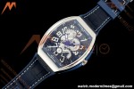Franck Muller - Vanguard Yachting V45 Silver Dragon King Blu/Num Blue Leather Strap ABF A2824