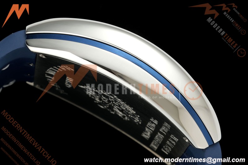 Franck Muller - Vanguard Yachting V45 Silver Dragon King Blu/Num Blue Leather Strap ABF A2824