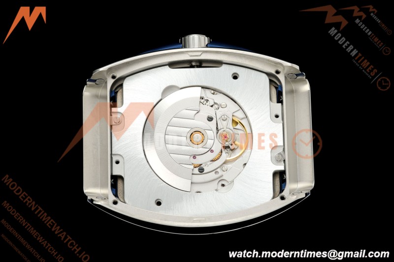 Franck Muller - Vanguard Yachting V45 Silver Dragon King Blu/Num Blue Leather Strap ABF A2824