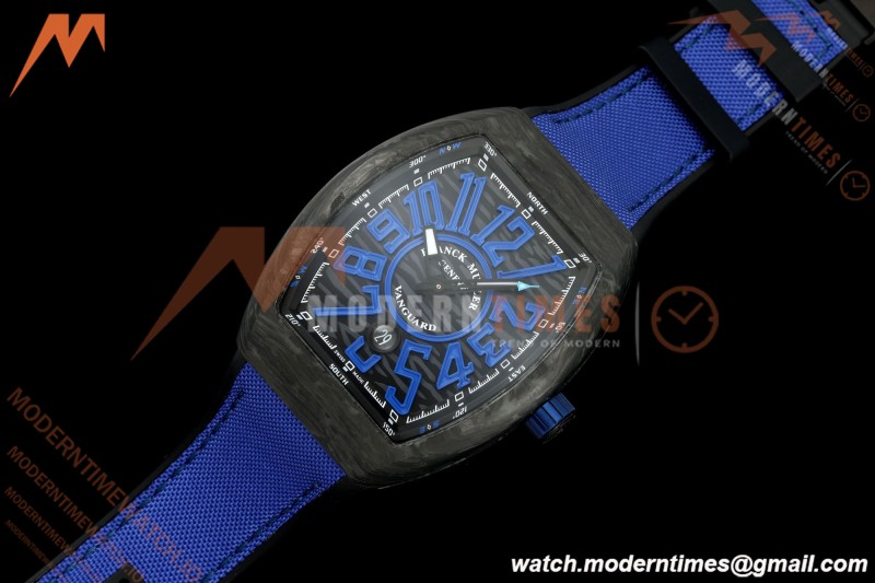 Franck Muller - Vanguard V45 Classic Carbon Blue Markers CAB/NY Black Dial ABF A2824 | 프랭크 뮬러 - 뱅가드 V45 클래식 카본 블루 마커 CAB/NY 블랙 다이얼 ABF A2824