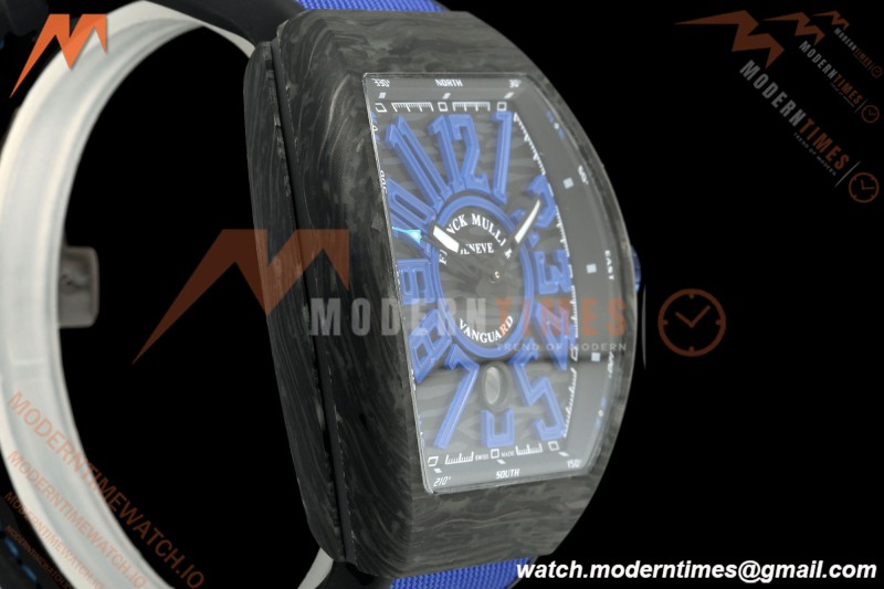 Franck Muller - Vanguard V45 Classic Carbon Blue Markers CAB/NY Black Dial ABF A2824 | 프랭크 뮬러 - 뱅가드 V45 클래식 카본 블루 마커 CAB/NY 블랙 다이얼 ABF A2824