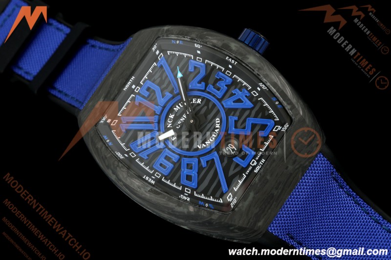 Franck Muller - Vanguard V45 Classic Carbon Blue Markers CAB/NY Black Dial ABF A2824 | 프랭크 뮬러 - 뱅가드 V45 클래식 카본 블루 마커 CAB/NY 블랙 다이얼 ABF A2824