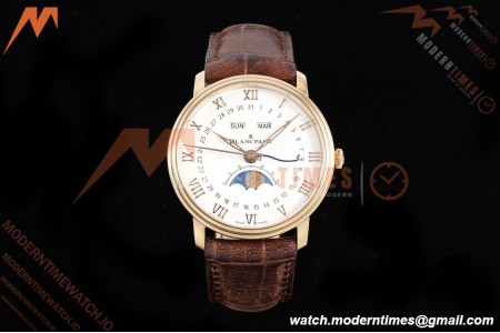 Blancpain - Villeret Moonphase 6654 40mm Complete Calendar RG/LE White APSF A6654