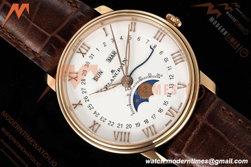 Blancpain - Villeret Moonphase 6654 40mm Complete Calendar RG/LE White APSF A6654