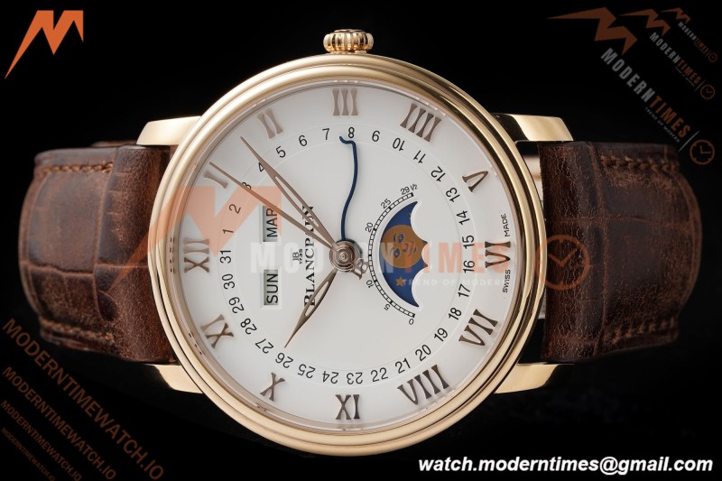 Blancpain - Villeret Moonphase 6654 40mm Complete Calendar RG/LE White APSF A6654