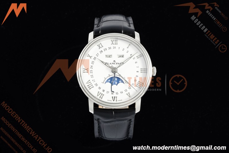 Blancpain - Villeret Moonphase 6654 40mm Complete Calendar SS/LE White APSF A6654