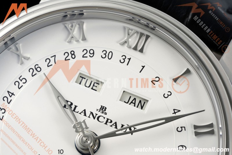 Blancpain - Villeret Moonphase 6654 40mm Complete Calendar SS/LE White APSF A6654