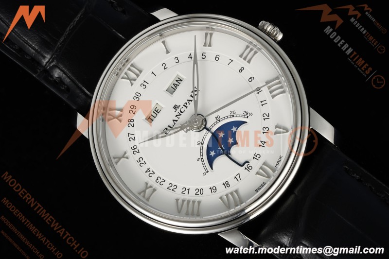Blancpain - Villeret Moonphase 6654 40mm Complete Calendar SS/LE White APSF A6654