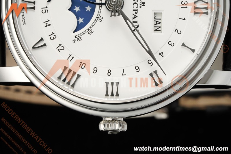 Blancpain - Villeret Moonphase 6654 40mm Complete Calendar SS/LE White APSF A6654