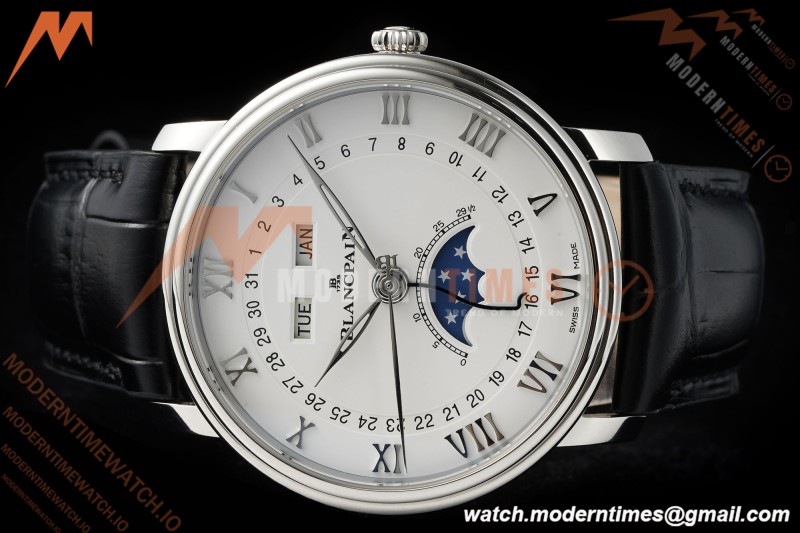 Blancpain - Villeret Moonphase 6654 40mm Complete Calendar SS/LE White APSF A6654