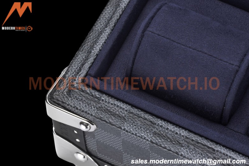Louis Vuitton Damier Graphite Watch Case Leather Coffer 8 Position Trunk N48226