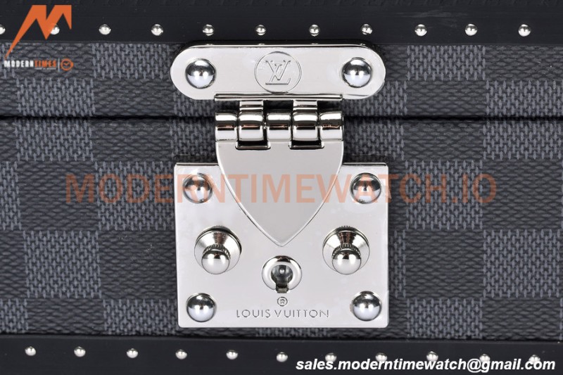 Louis Vuitton Damier Graphite Watch Case Leather Coffer 8 Position Trunk N48226