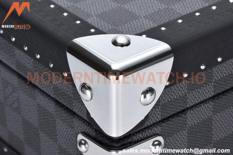 Louis Vuitton Damier Graphite Watch Case Leather Coffer 8 Position Trunk N48226