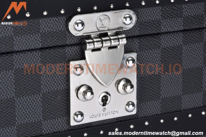 Louis Vuitton Damier Graphite Watch Case Leather Coffer 8 Position Trunk N48226
