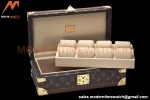 Louis Vuitton Monogram Canvas Watch Case Brown Leather Coffer 8 Position Trunk M47641