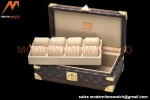Louis Vuitton Monogram Canvas Watch Case Brown Leather Coffer 8 Position Trunk M47641