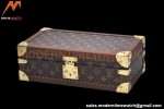 Louis Vuitton Monogram Canvas Watch Case Brown Leather Coffer 8 Position Trunk M47641