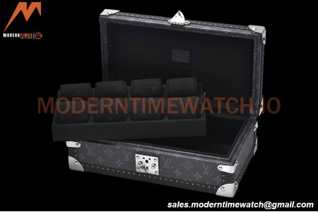 Louis Vuitton Monogram Eclipse Watch Case Leather Coffer 8 Position Trunk M20016
