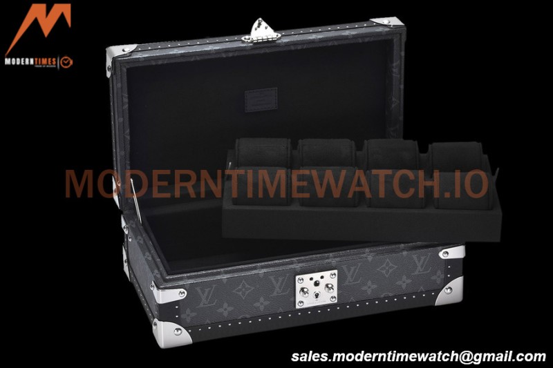 Louis Vuitton Monogram Eclipse Watch Case Leather Coffer 8 Position Trunk M20016