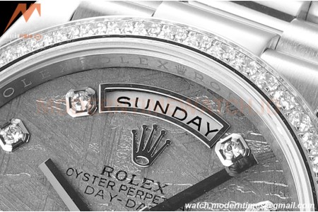 Rolex - DayDate 36mm 118389 Flt Pres SS/SS Dia Meteorite Dial RAF A2836