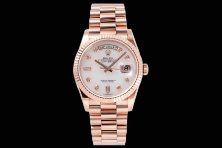 Rolex - DayDate 36mm 128235 Flt Pres RG/RG Mop/Dia TWSF A2836
