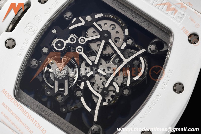 Richard Mille - RM055 Bubba Watson White CER/RU Blk/Blk Rehaut Skeleton SZF RMUL2