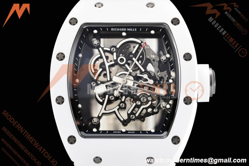 Richard Mille - RM055 Bubba Watson White CER/RU Blk/Blk Rehaut Skeleton SZF RMUL2