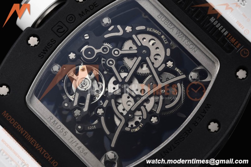Richard Mille - RM055 Bubba Watson Black CER/RU Wht/Blk Rehaut Skeleton SZF RMUL2