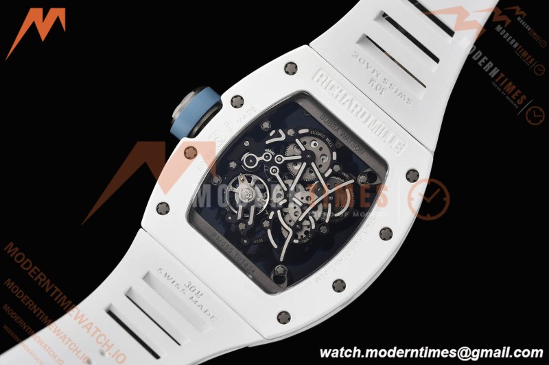 Richard Mille - RM055 Bubba Watson White CER/RU Blu/Blk Rehaut Skeleton SZF RMUL2