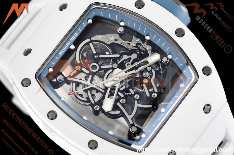 Richard Mille - RM055 Bubba Watson White CER/RU Blu/Blk Rehaut Skeleton SZF RMUL2