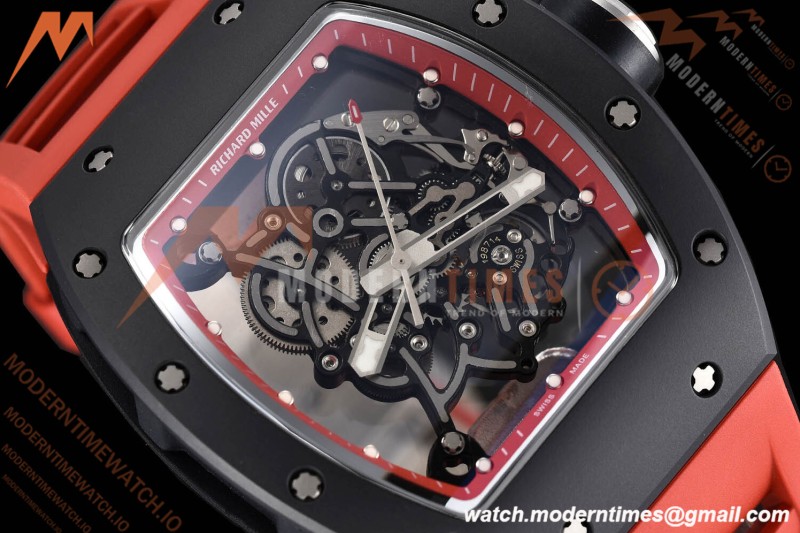 Richard Mille - RM055 Bubba Watson Black CER/Red/RU Red/Blk Rehaut Skeleton SZF RMUL2