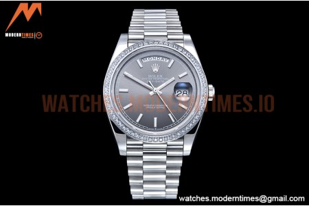 Rolex - DayDate 40mm Flt Dia SS/SS Grey/Stk GSF A2836 Mod