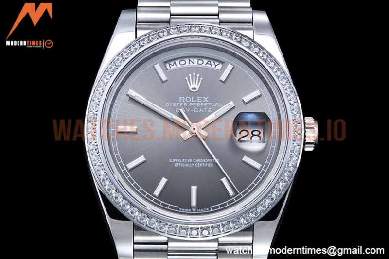 Rolex - DayDate 40mm Flt Dia SS/SS Grey/Stk GSF A2836 Mod
