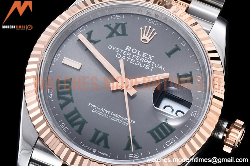 Rolex - DJ 36mm Jub Flt 904L RG/SS Grey/Rm VSF VS3235