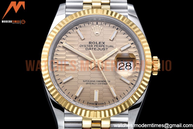 Rolex - DJ 36mm Jub Flt 904L YG/SS P-Gold/Stk VSF VS3235