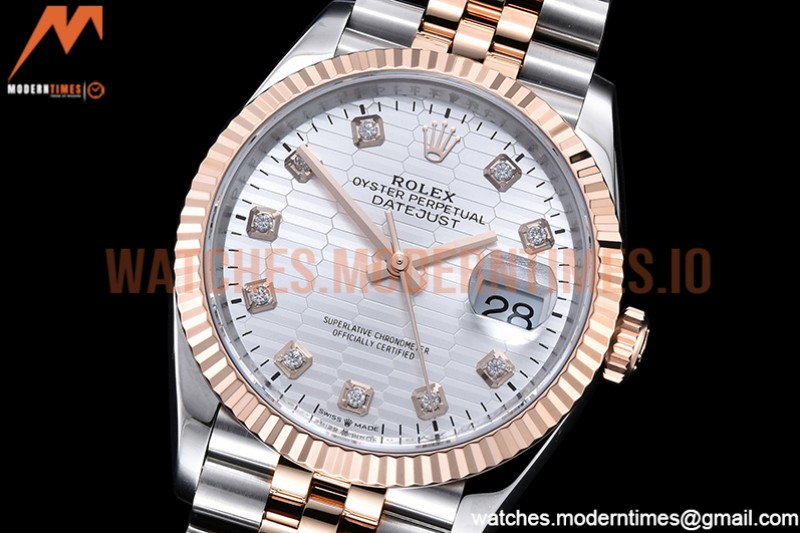 Rolex - DJ 36mm Jub Flt 904L RG/SS P-Silv/Dia VSF VS3235