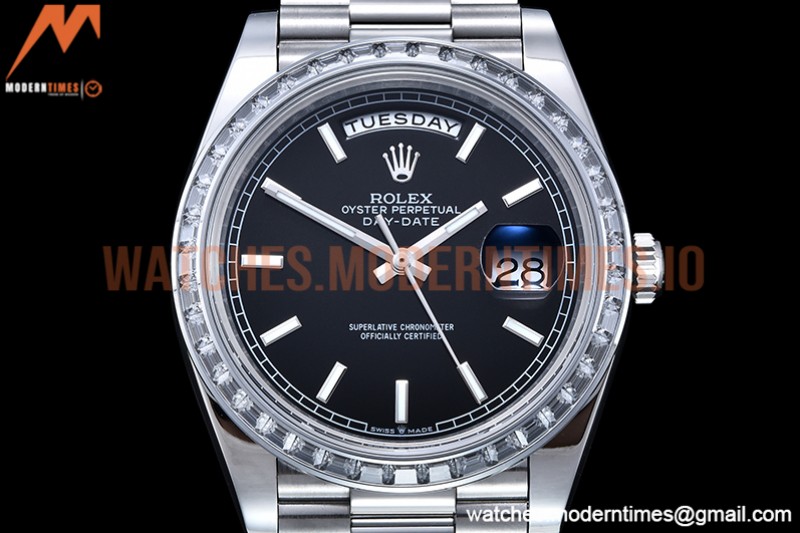 Rolex - DayDate 40mm Dia SS/SS Blk/Stk GSF A2836 Mod