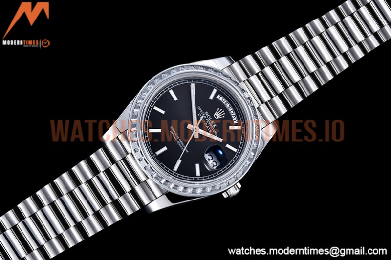 Rolex - DayDate 40mm Dia SS/SS Blk/Stk GSF A2836 Mod