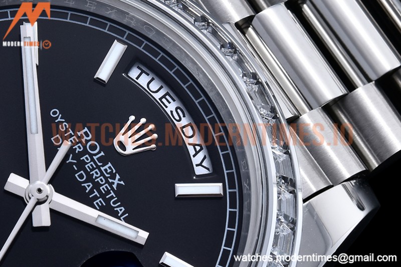 Rolex - DayDate 40mm Dia SS/SS Blk/Stk GSF A2836 Mod