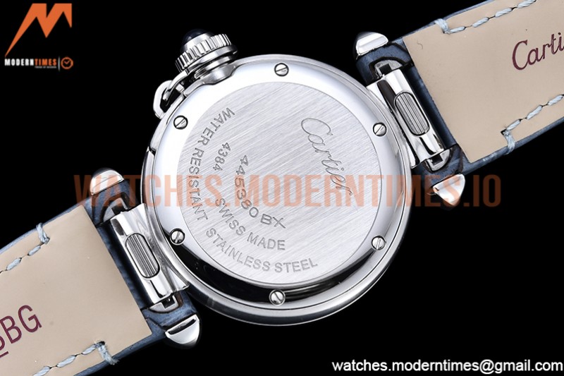 Cartier - Pasha Ladies Blue SS/LE White/Num AF Qtz