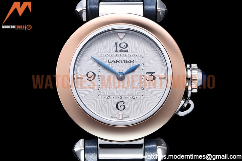 Cartier - Pasha Ladies Blue RG/SS/LE White/Num AF Qtz
