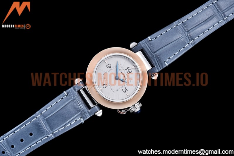 Cartier - Pasha Ladies Blue RG/SS/LE White/Num AF Qtz